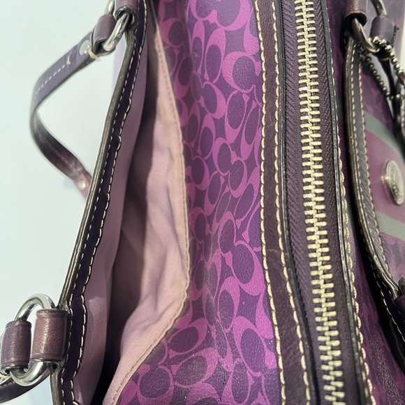 Coach Chealsea Heritage purple leather satchel handbag - Picture 3 of 16